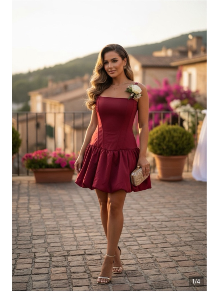 Ta3| Squarey Convertible Bubble Dress| Cabernet| 2x Regular/Long| | Nwt|